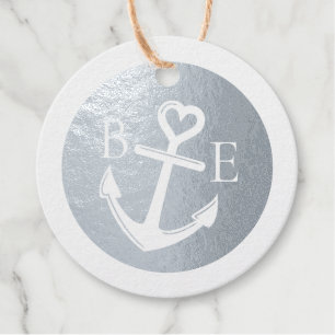 Nautic Wedding Anchor Heart REAL FOIL Geschenkanhänger