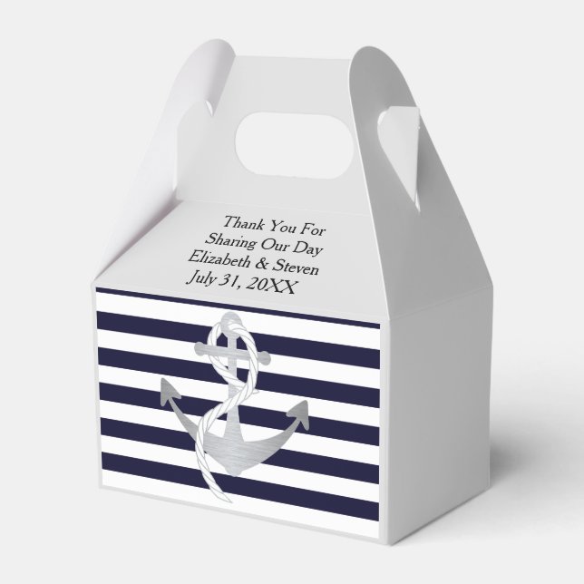 Nautic Wedding Anchor Moderne Gefälligkeitsboxen Geschenkschachtel (Vorderseite)