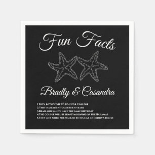 Nautic Wedding Black and White Starfish Fun Fakt Serviette