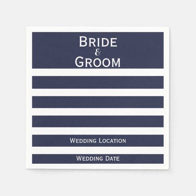 Nautic Wedding Custom Striped Napkins Serviette (Vorderseite)