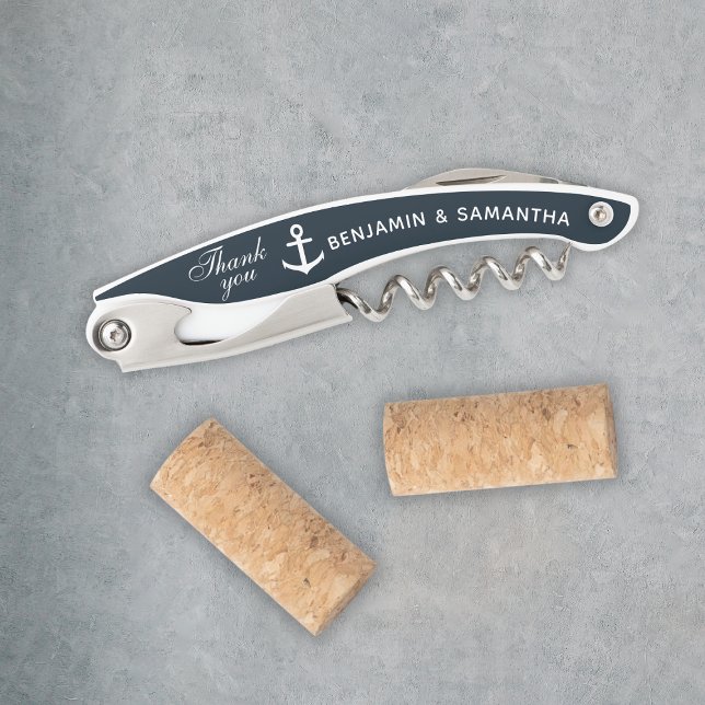 Nautic Wedding danke Ihnen für Navy Blue Custom Kellnermesser (Nautical Wedding Thank You Favors Navy Blue Custom Waiter's Corkscrew
)