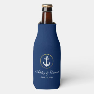 Nautic Wedding Navy Blue Gold Flaschenkühler