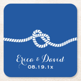 Nautic Wedding Navy Blue verbindet den Knoten Rechteckiger Pappuntersetzer
