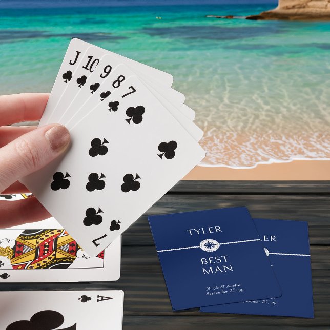 Nautic Wedding Party - Trauzeuge Spielkarten (Nautical wedding best man poker cards - or personalize for anyone in your wedding party)