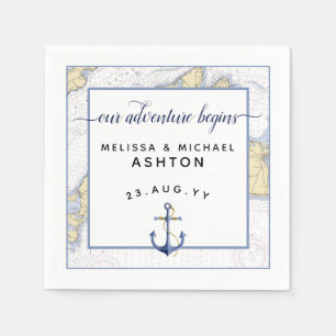 Nautic Wedding Script Typografy Dating Serviette