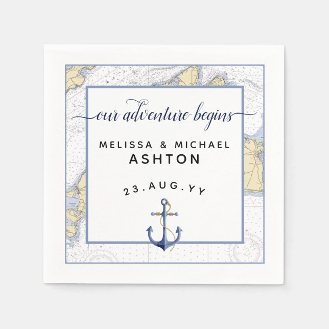 Nautic Wedding Script Typografy Dating Serviette (Vorderseite)