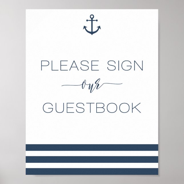 Nautic Wedding Sign Our Guest Book Poster (Vorne)