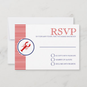 Nautic Wedding Theme UAWG Red Lobster Custom RSVP Karte