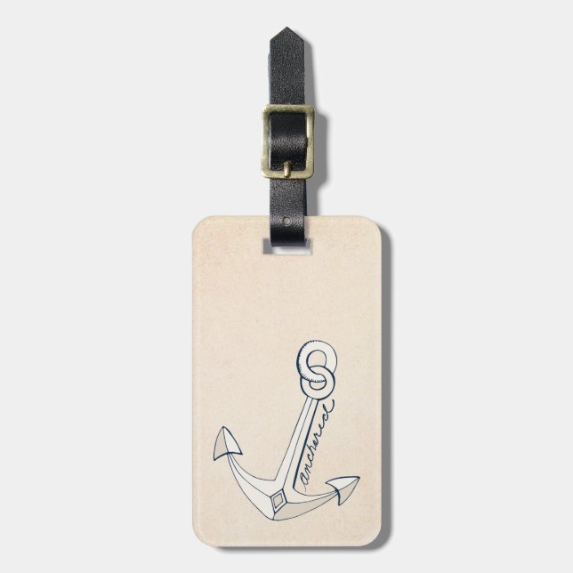 Nautic White Anchor Gepäckanhänger (Vorderseite vertikal)