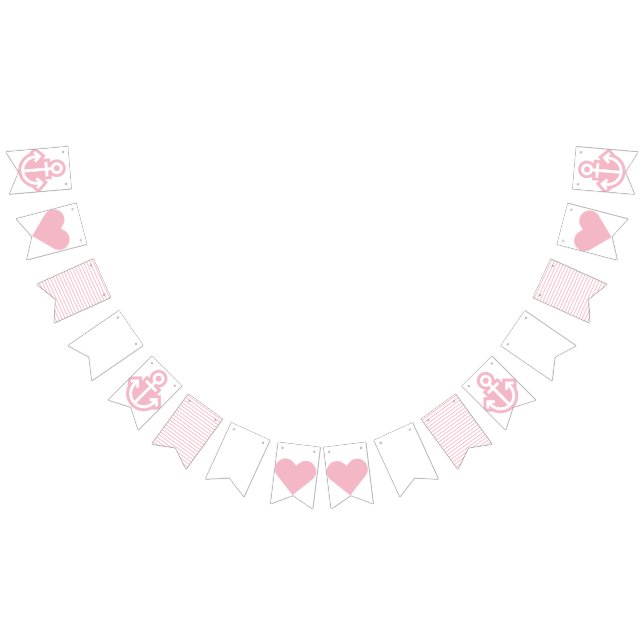 Nautic White and Pink Bunting Wimpelkette (Alle)