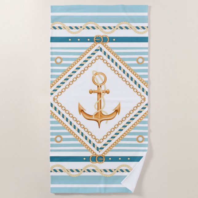 Nautica Anchor and Stripes Beach Handtuch (Vorderseite)