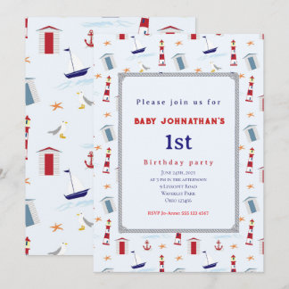 Nautical 1st Birthday Sailboat Birthday Party Einladung