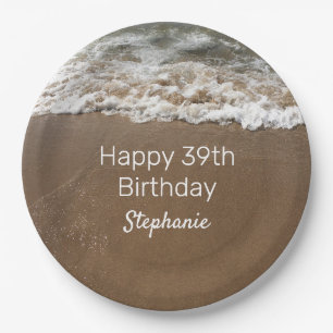 Nautical 39. Happy Birthday Custom Age Beach Pappteller