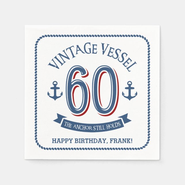 Nautical 60. Geburtstag Serviette (Vorderseite)