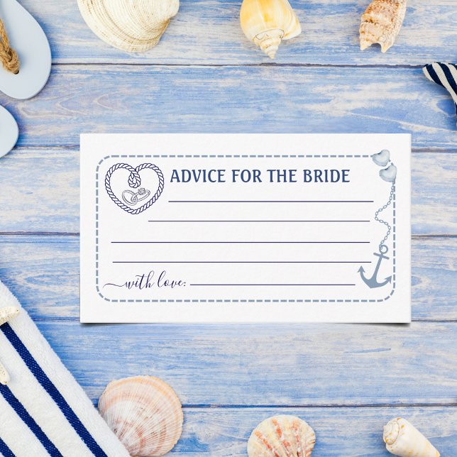 Nautical Advice for The Bride Bridal Shower Anchor Begleitkarte (Advice for the Bride Enclosure Card | Nautical “Message in a Bottle” Theme)