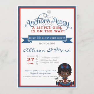 Nautical African American Baby Shower Einladung