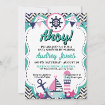 Nautical Ahoy Baby Shower Einladung