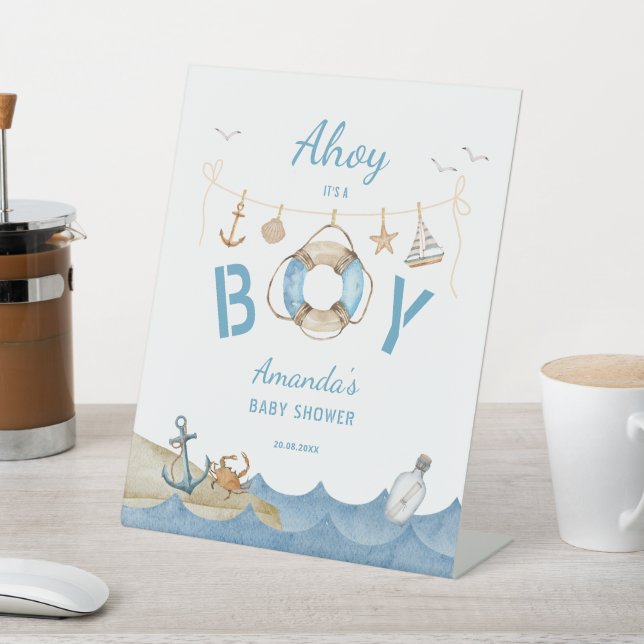 Nautical Ahoy Es ist eine Baby-Dusche Sockelschild (In SItu)