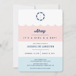 Nautical Ahoy Girl Boy Twins Kinderdusche Einladun Einladung