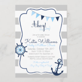 Nautical Ahoy hat eine Boy Baby Duschkarte Einladung