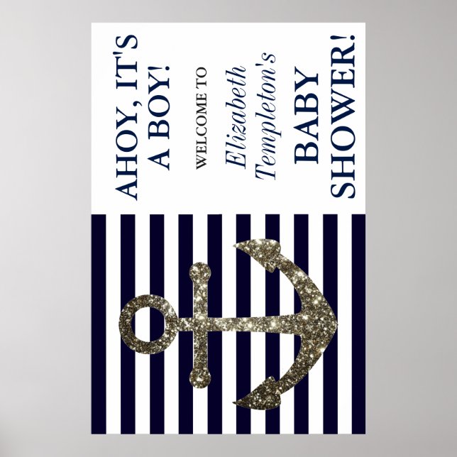 Nautical Anchor Ahoy Es ist ein Junge Willkommen Poster (Vorne)