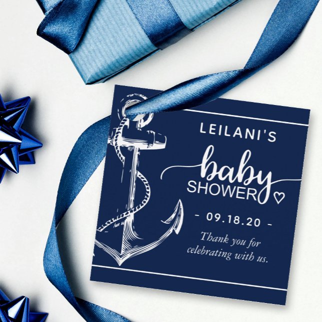 Nautical Anchor Baby Dusche Danke Navy Blue Geschenkanhänger (Von Creator hochgeladen)