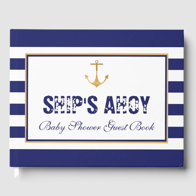 Nautical Anchor Baby Dusche Gästebuch (Vorderseite)