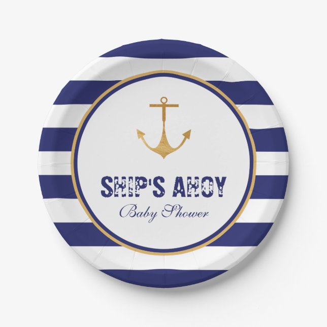 Nautical Anchor Baby Dusche Pappteller (Vorderseite)