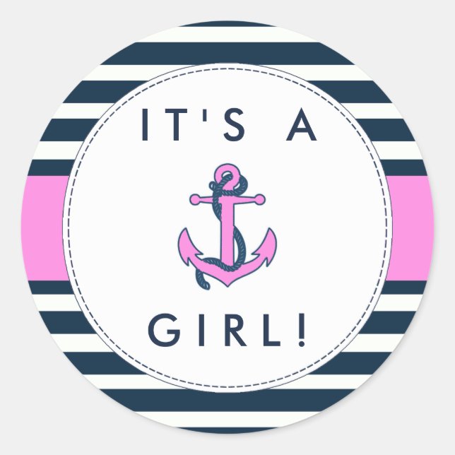 Nautical Anchor Baby Shower Stickers - Es ist ein  (Vorderseite)