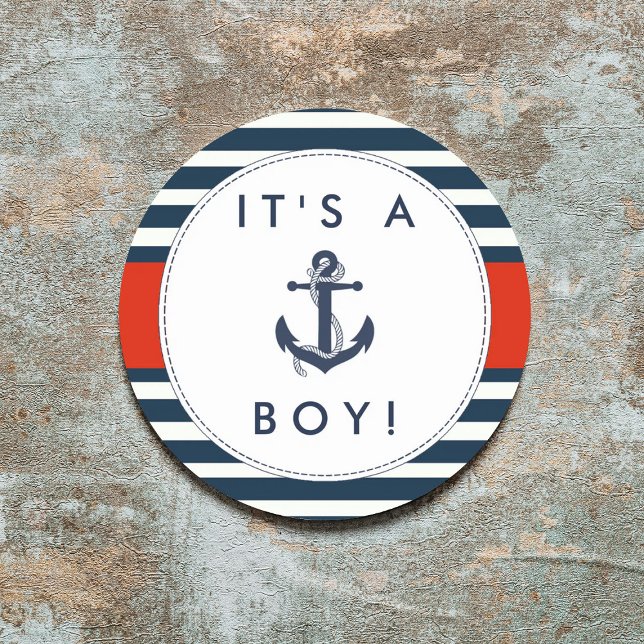 Nautical Anchor Baby Shower Stickers - Es ist ein  (Von Creator hochgeladen)