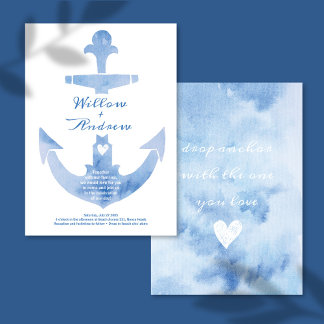 Nautical Anchor Beach Hochzeit Wasserfarbe Einladung