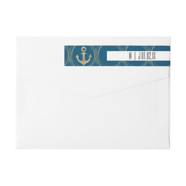 Nautical Anchor Beach Imitate Foil Gold Wedding Lo (Rückseite)