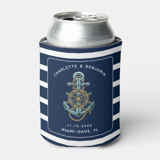 Nautical Anchor Beach Wedding Empfang Dosenkühler (Kanne Vorderseite)