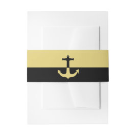 Nautical Anchor - Black Gold - Beach Wedding Einladungsbanderole