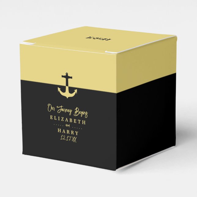 Nautical Anchor - Black Gold - Beach Wedding Geschenkschachtel (Vorderseite)