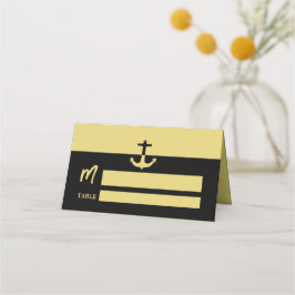 Nautical Anchor - Black Gold - Beach Wedding Platzkarte