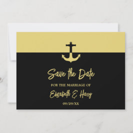 Nautical Anchor - Black Gold - Beach Wedding Save The Date