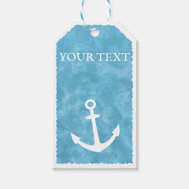 Nautical Anchor Blue Baby Dusche Geschenkanhänger (Vorderseite)