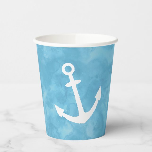 Nautical Anchor Blue Baby Dusche Pappbecher (Links)