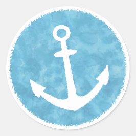 Nautical Anchor Blue Baby Dusche Runder Aufkleber