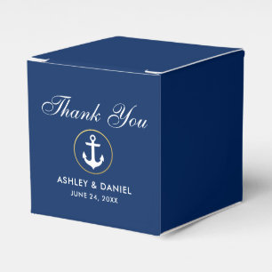 Nautical Anchor Blue Gold Hochzeit Vielen Dank Geschenkschachtel