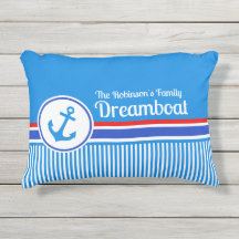 Nautical anchor blue red stripes name