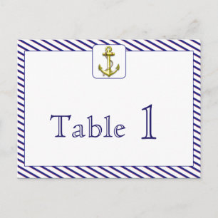 Nautical Anchor Blue Stripe Hochzeitsstimmung Tisc Postkarte