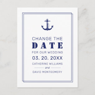 Nautical Anchor Blue Wedding Save the Date Ankündigungspostkarte