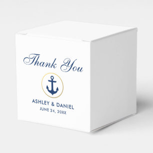 Nautical Anchor Blue White Gold Hochzeit Vielen Da Geschenkschachtel