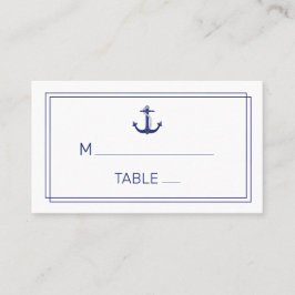 Nautical Anchor Blue White Minimalistisch Wedding Platzkarte
