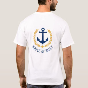 Nautical Anchor Boat Name Gold Laurel Zwei Seiten T-Shirt
