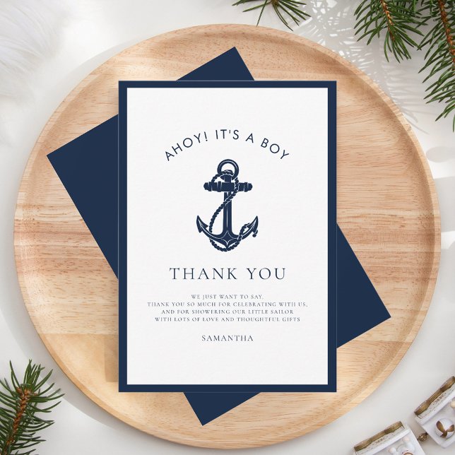 Nautical Anchor Boy Baby Dusche Dankeskarte (Nautical Anchor Baby Shower Thank You)