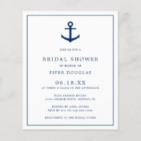 Nautical Anchor Budget Bridal Dusche Einladung
