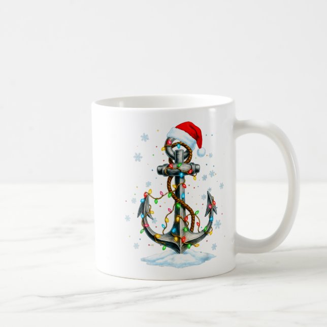 Nautical Anchor Christmas Lights Boating Sailor  Kaffeetasse (Rechts)